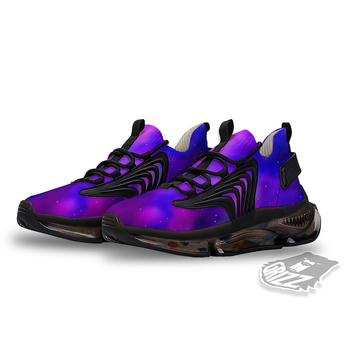 Galaxy Space Purple Nebula Cloud Print Black Gym Shoes-grizzshop