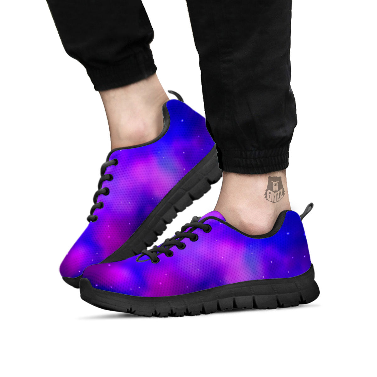 Galaxy Space Purple Nebula Cloud Print Black Sneaker-grizzshop