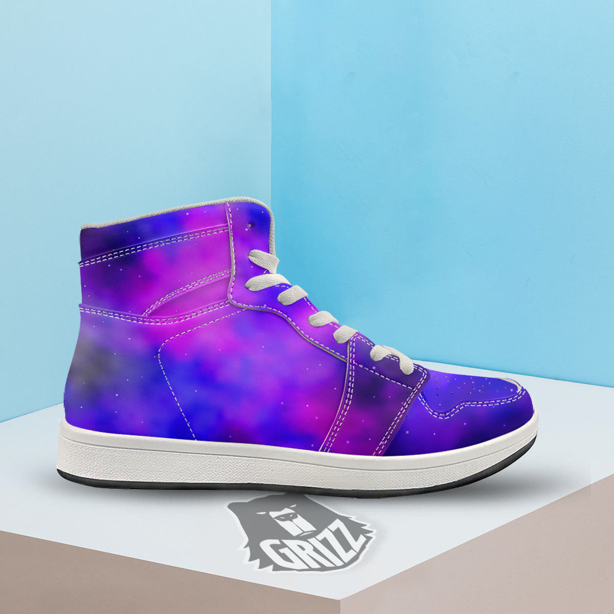 Galaxy Space Purple Nebula Cloud Print High Top Sneakers-grizzshop
