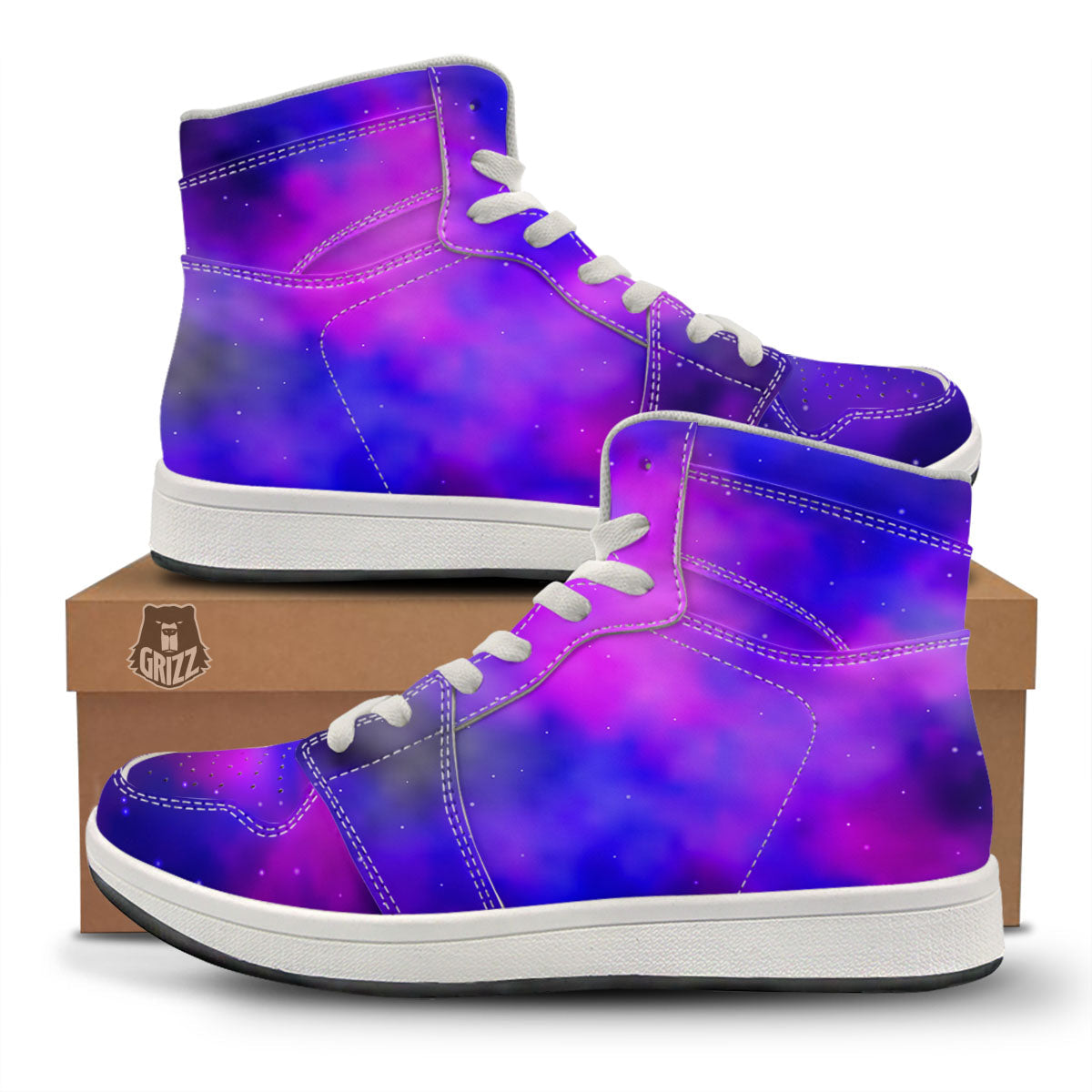 Galaxy Space Purple Nebula Cloud Print High Top Sneakers-grizzshop