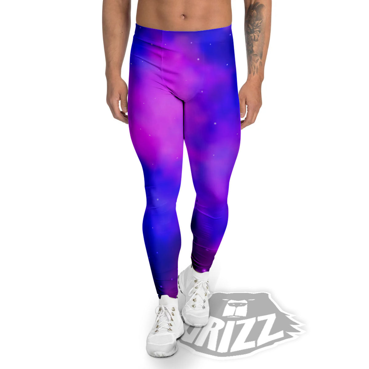 Galaxy Space Purple Nebula Cloud Print Men's Leggings-grizzshop