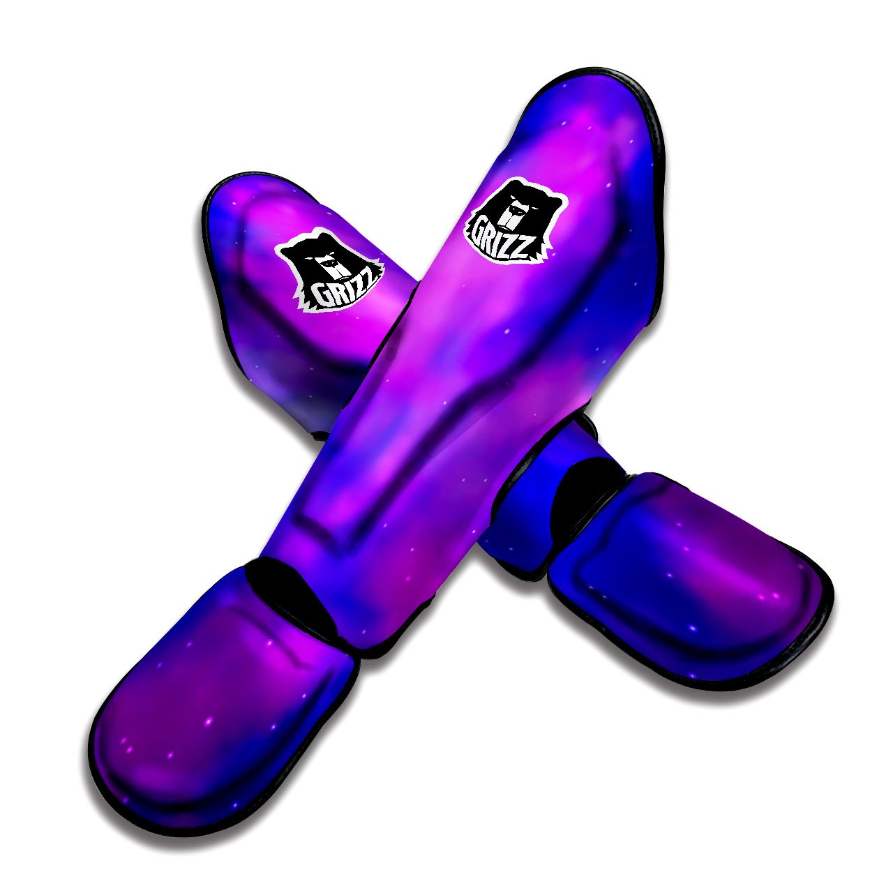 Galaxy Space Purple Nebula Cloud Print Muay Thai Shin Guards-grizzshop