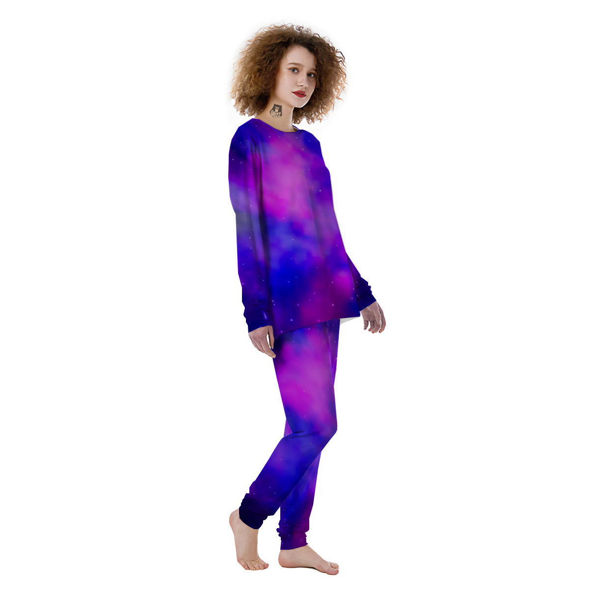 Galaxy Space Purple Nebula Cloud Print Women's Pajamas-grizzshop