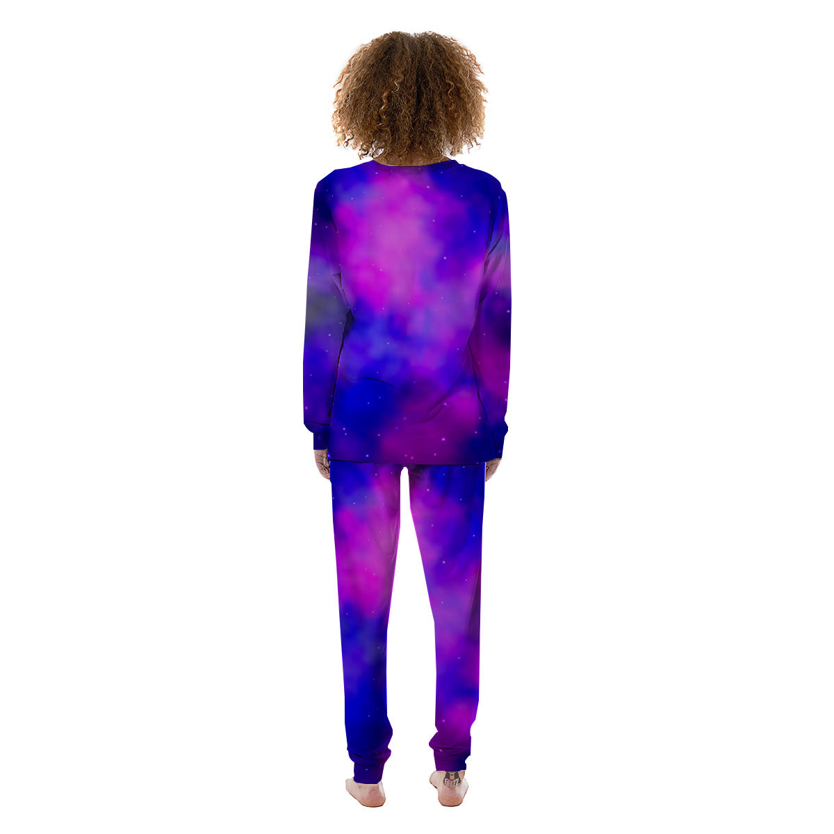 Galaxy Space Purple Nebula Cloud Print Women's Pajamas-grizzshop