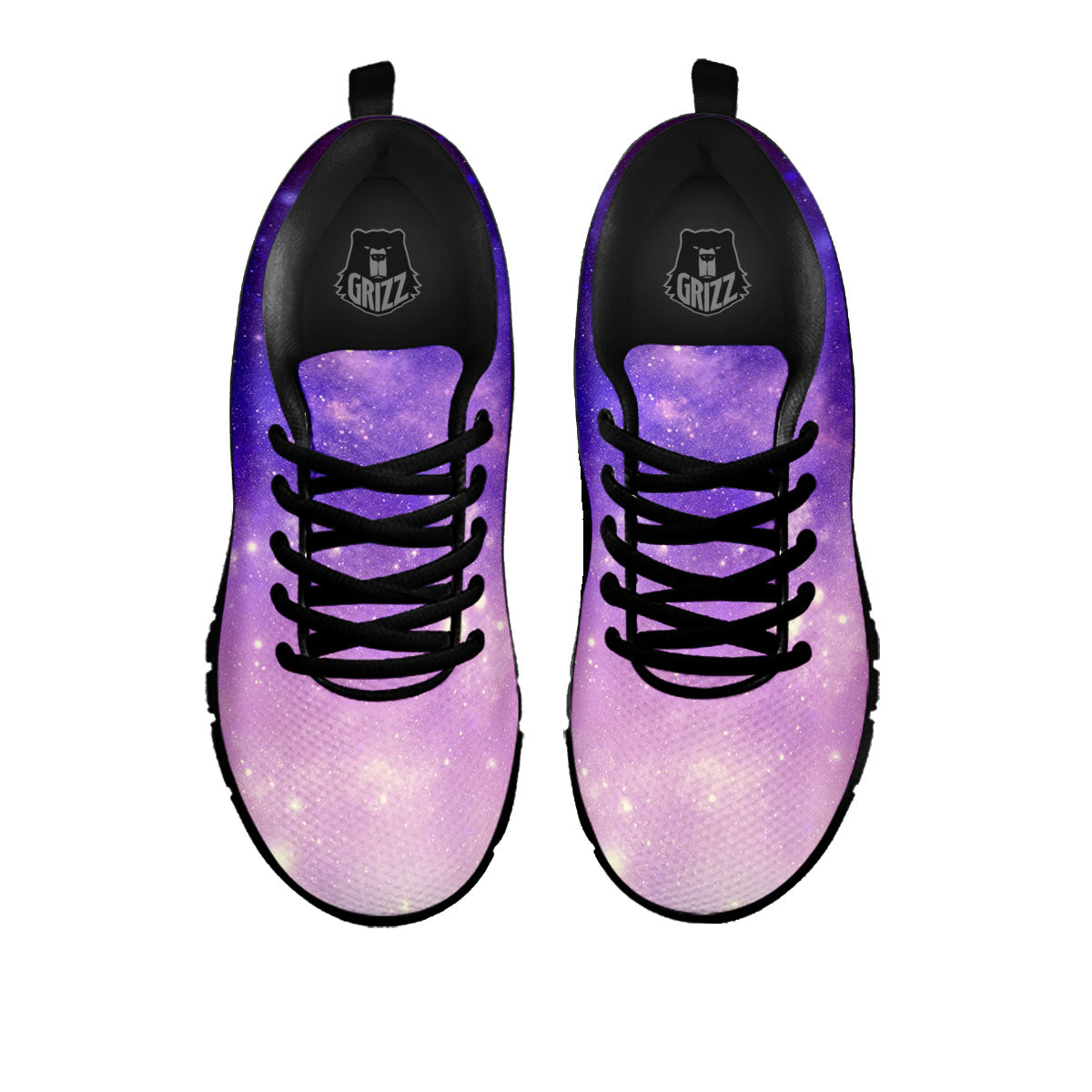 Galaxy Space Purple Stardust Cloud Print Black Sneaker-grizzshop