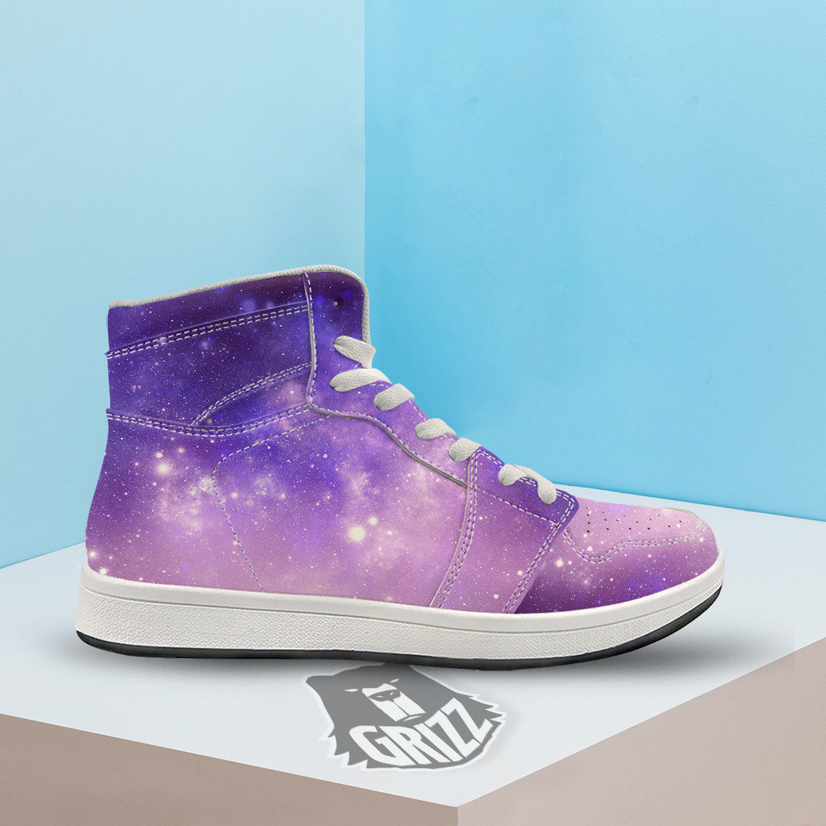 Galaxy Space Purple Stardust Cloud Print High Top Sneakers-grizzshop