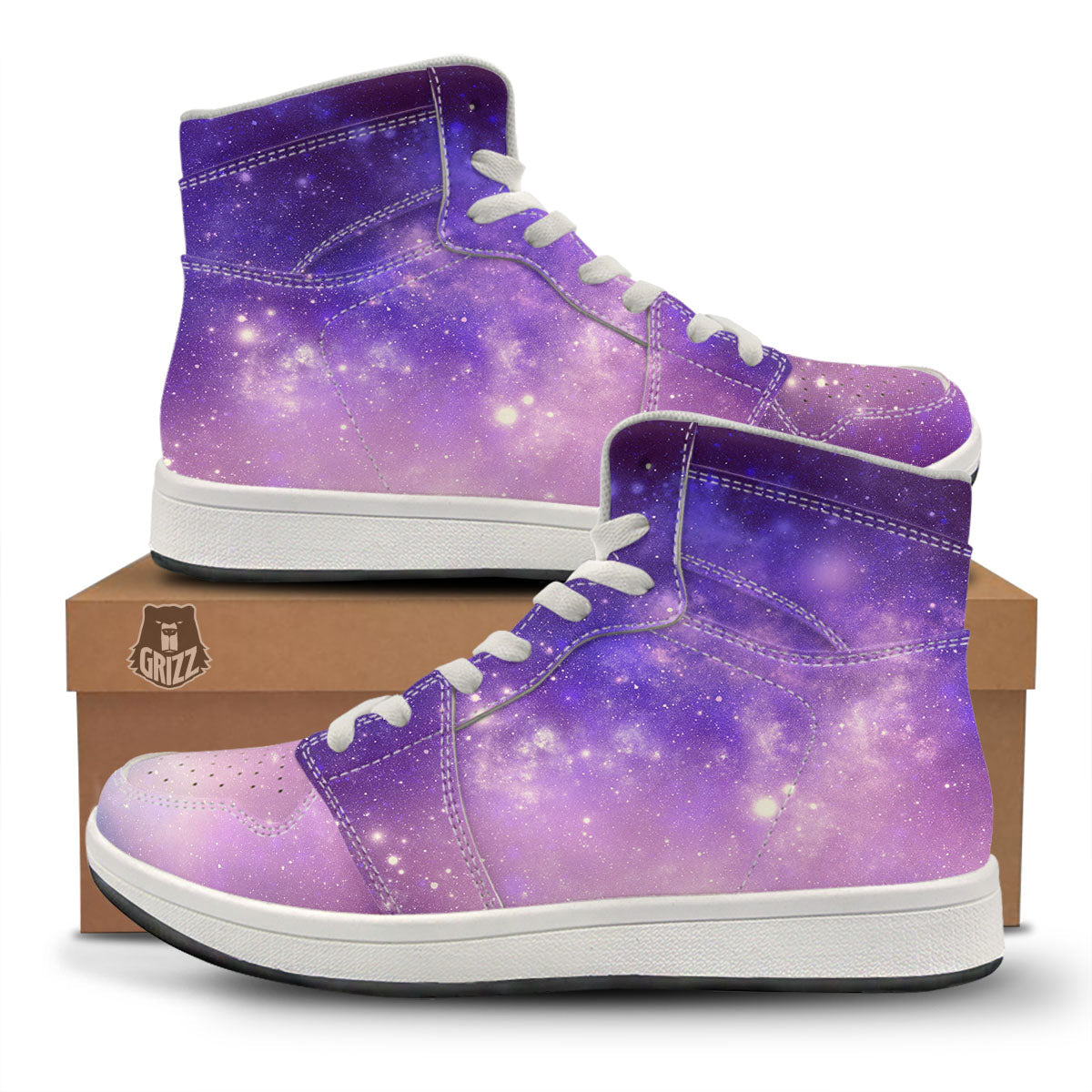 Galaxy Space Purple Stardust Cloud Print High Top Sneakers-grizzshop