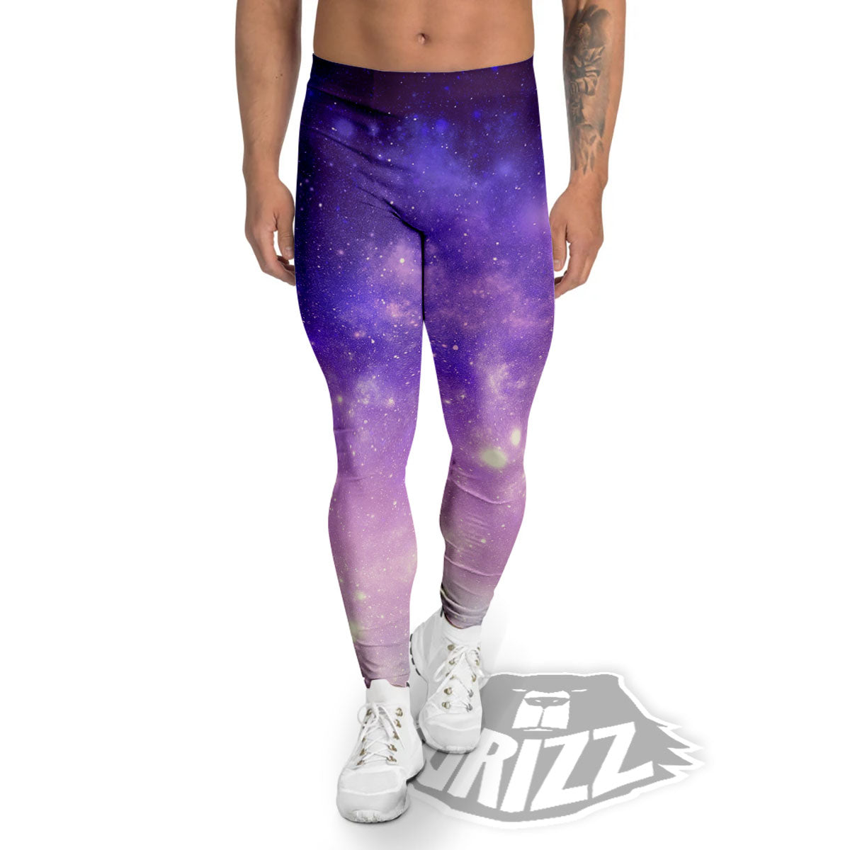Galaxy Space Purple Stardust Cloud Print Men's Leggings-grizzshop
