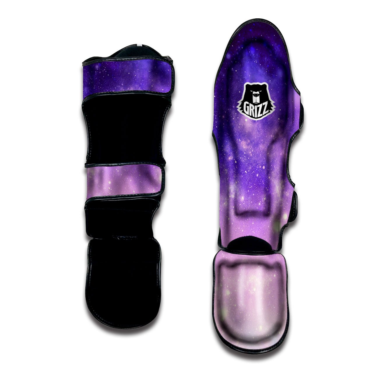 Galaxy Space Purple Stardust Cloud Print Muay Thai Shin Guards-grizzshop