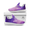 Galaxy Space Purple Stardust Cloud Print White Athletic Shoes-grizzshop