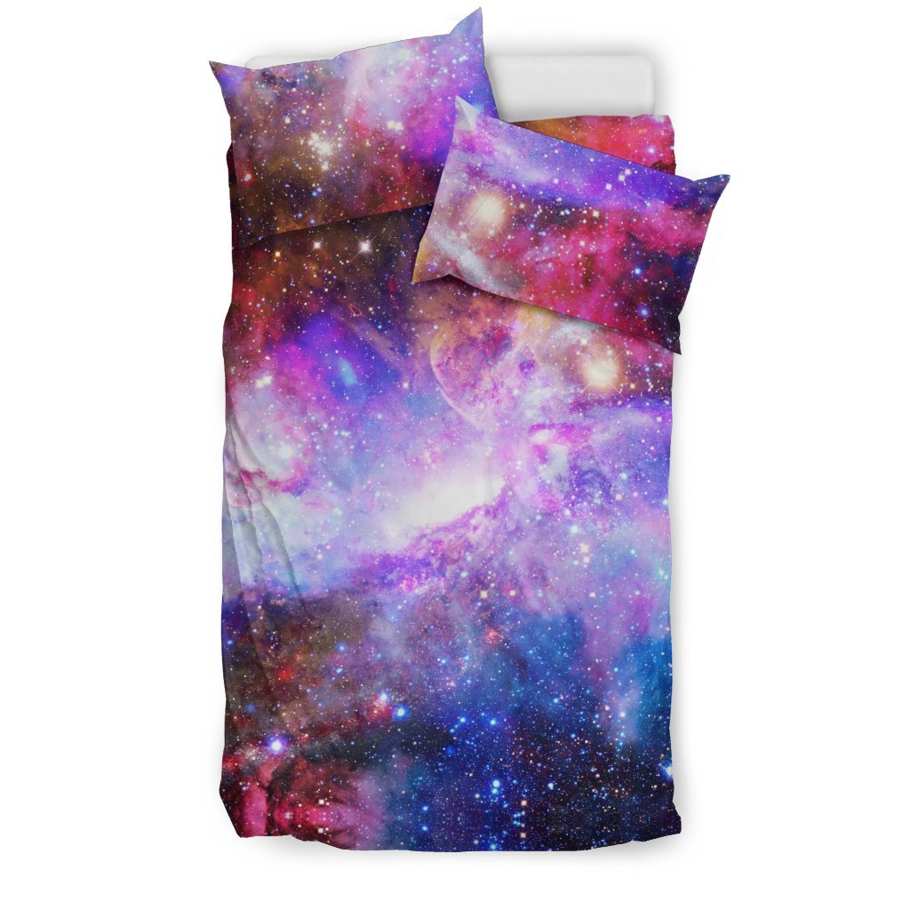 Galaxy Space Purple Stardust Print Duvet Cover Bedding Set-grizzshop