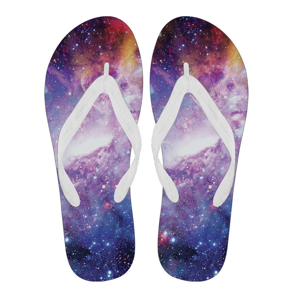 Galaxy Space Purple Stardust Print Men & Women Flip Flops-grizzshop