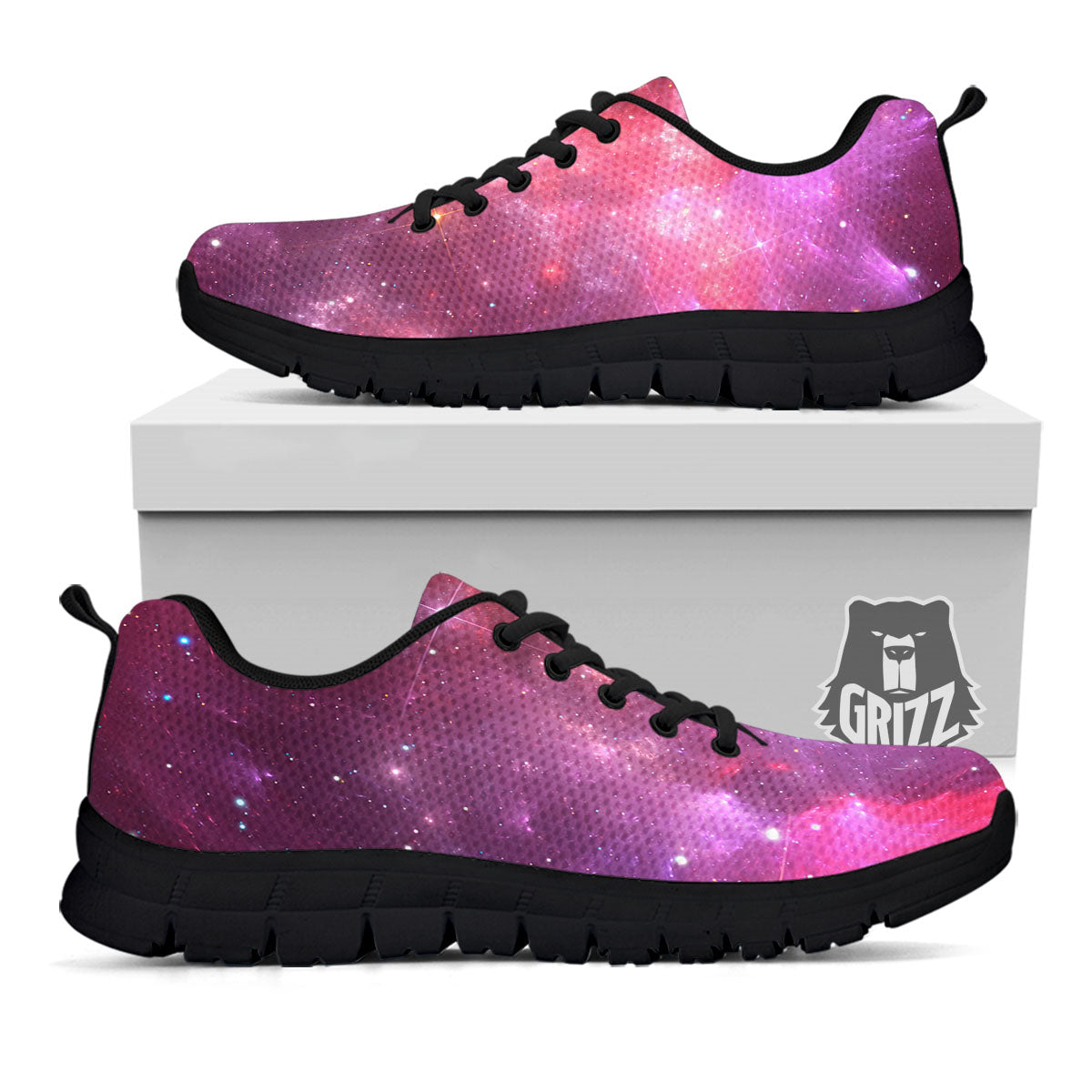 Galaxy Space Purple Starfield Print Black Sneaker-grizzshop