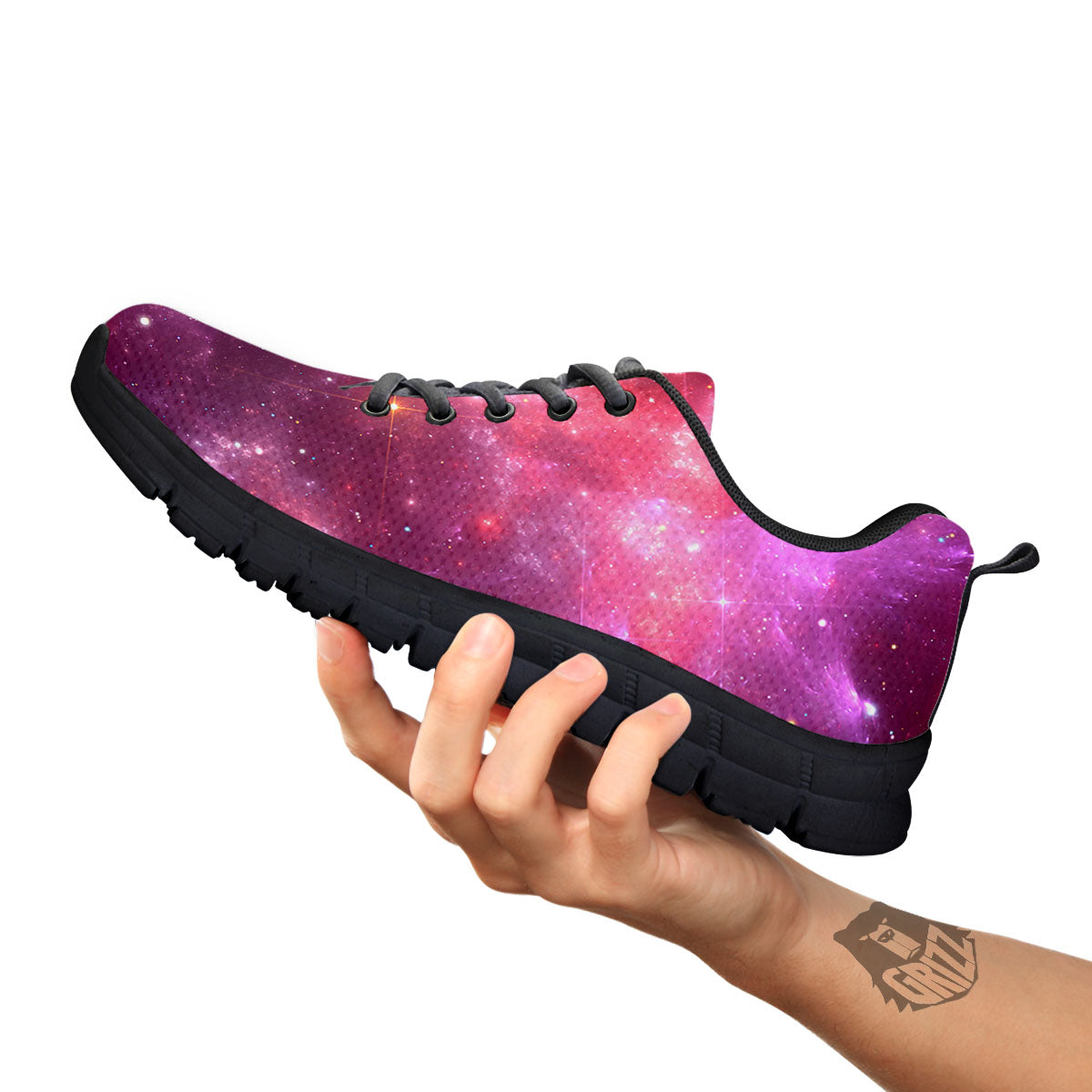 Galaxy Space Purple Starfield Print Black Sneaker-grizzshop