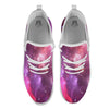 Galaxy Space Purple Starfield Print White Athletic Shoes-grizzshop