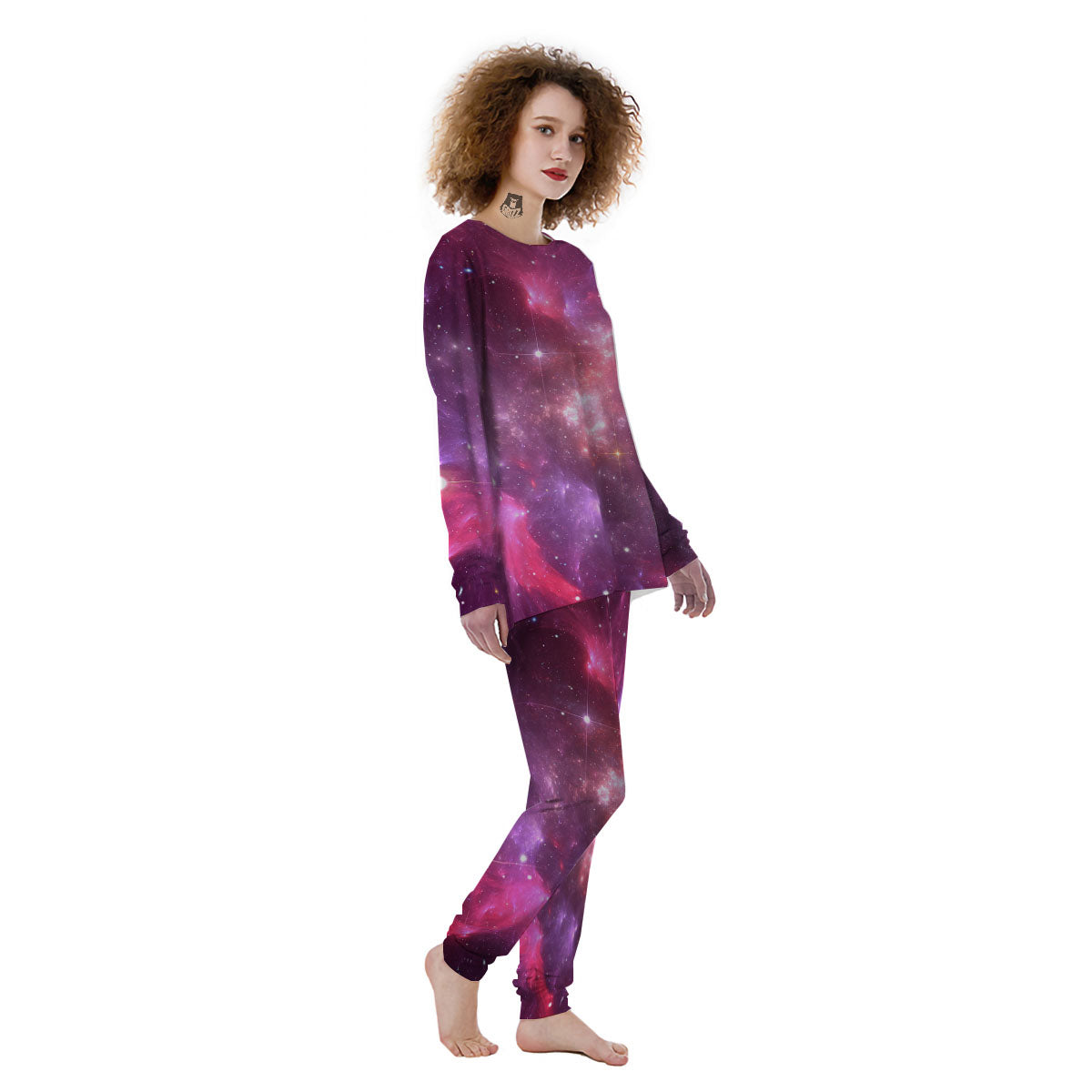 Galaxy Space Purple Starfield Print Women's Pajamas-grizzshop