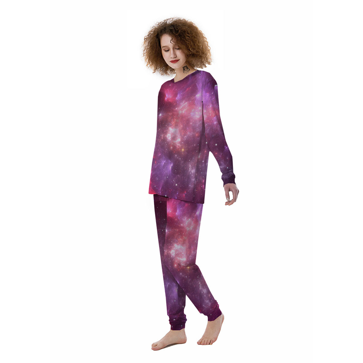 Galaxy Space Purple Starfield Print Women's Pajamas-grizzshop