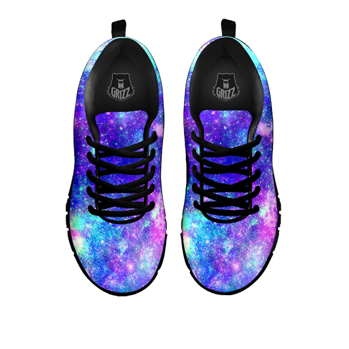 Galaxy Space Purple Turquoise Print Black Sneaker-grizzshop