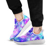 Galaxy Space Purple Turquoise Print White Athletic Shoes-grizzshop