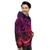 Galaxy Space Red Purple Nebula Print Men's Hoodie-grizzshop