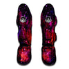 Galaxy Space Red Purple Nebula Print Muay Thai Shin Guards-grizzshop