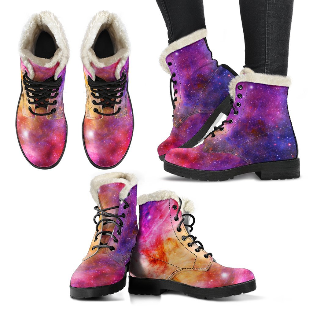 Galaxy Space Stardust Print Comfy Winter Boots-grizzshop