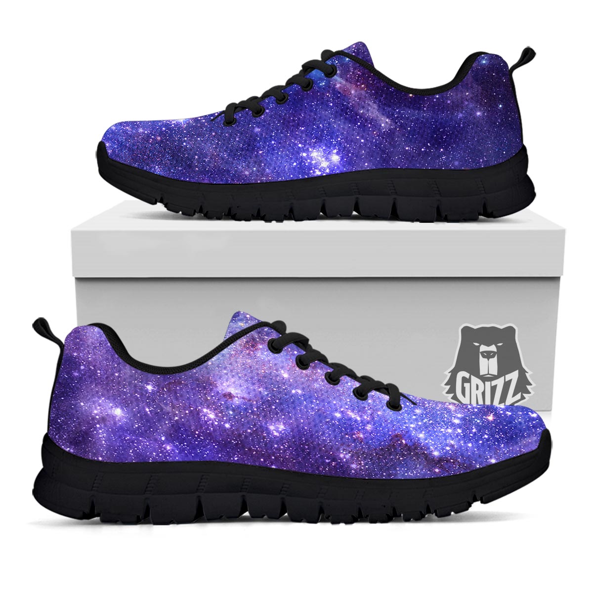 Galaxy Space Starfield Nebula Print Black Sneaker-grizzshop