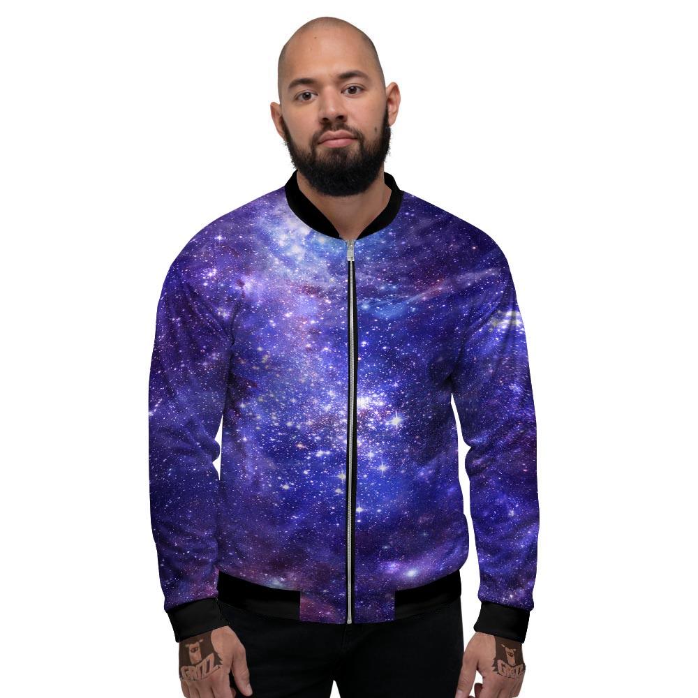 Galaxy Space Starfield Nebula Print Men's Bomber Jacket-grizzshop