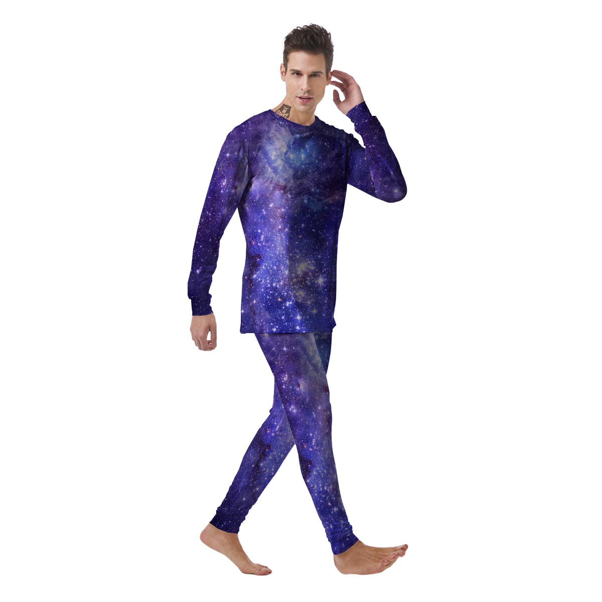 Galaxy Space Starfield Nebula Print Men's Pajamas-grizzshop