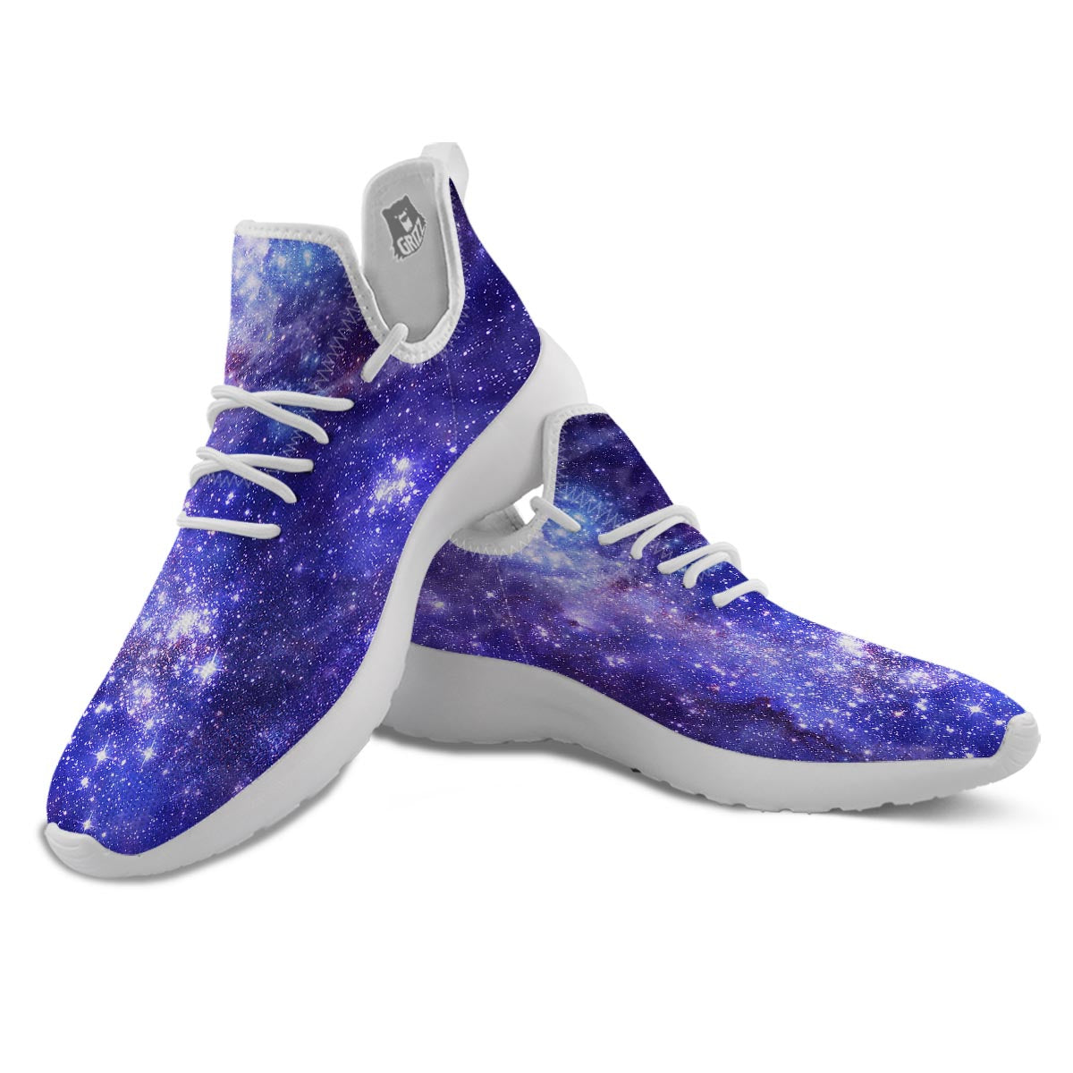 Galaxy Space Starfield Nebula Print White Athletic Shoes-grizzshop