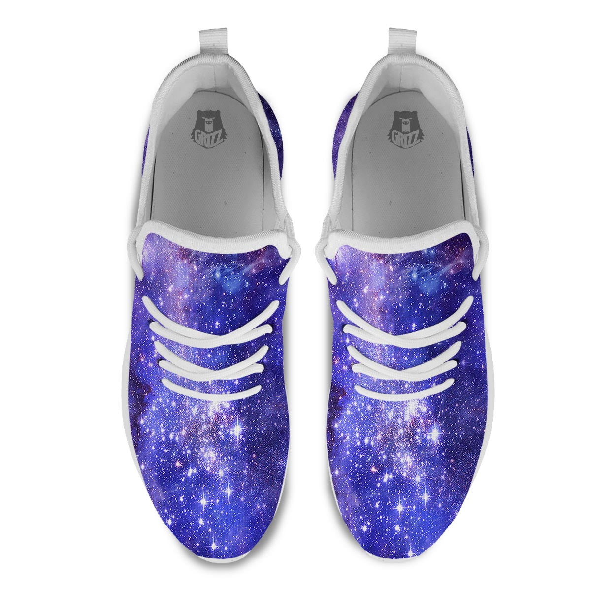 Galaxy Space Starfield Nebula Print White Athletic Shoes-grizzshop