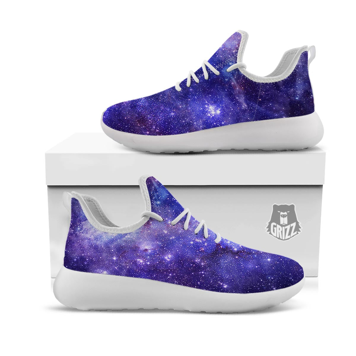 Galaxy Space Starfield Nebula Print White Athletic Shoes-grizzshop