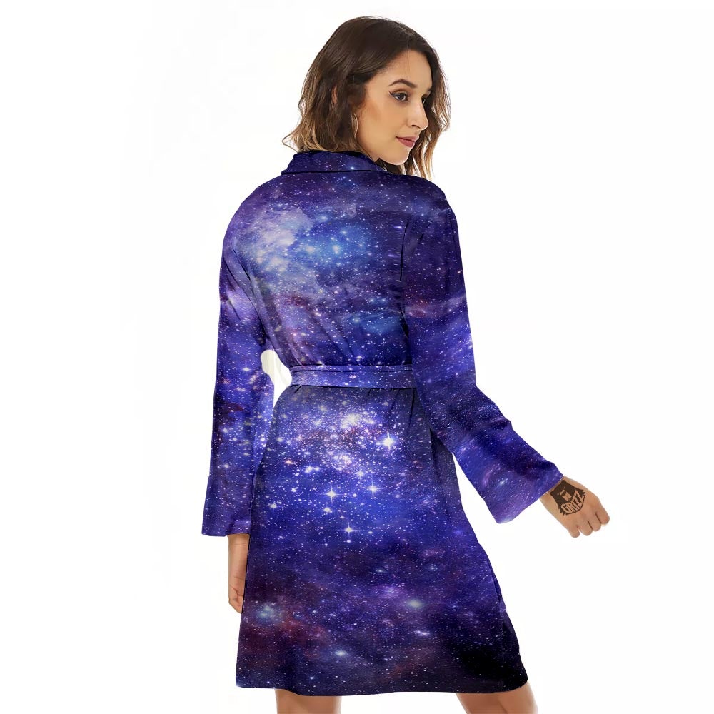 Galaxy Space Starfield Nebula Print Women's Robe-grizzshop
