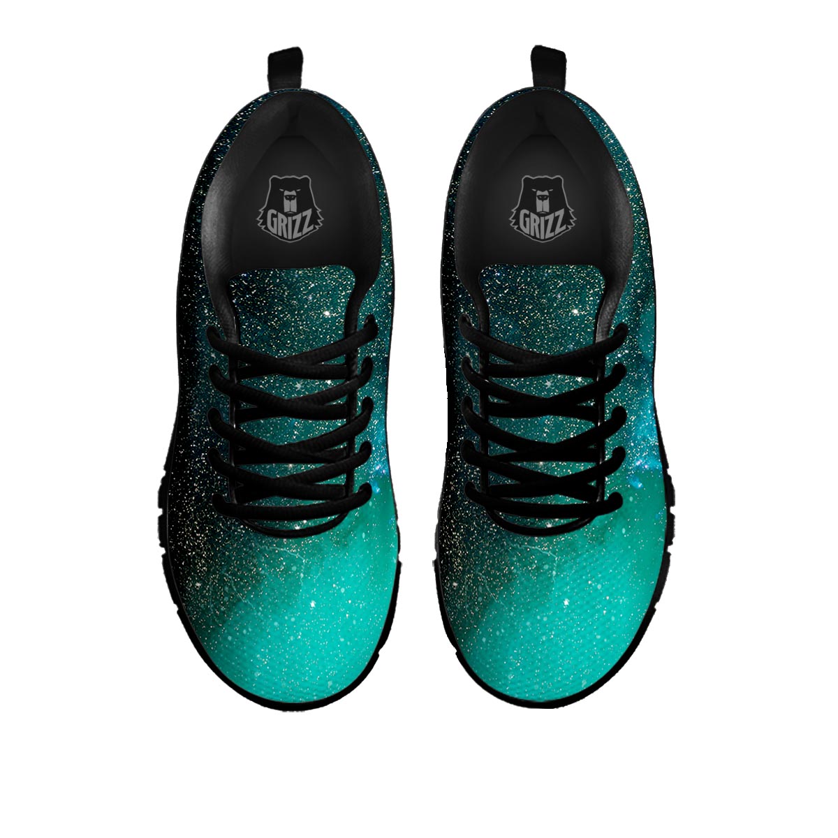 Galaxy Space Teal Stardust Print Black Sneaker-grizzshop