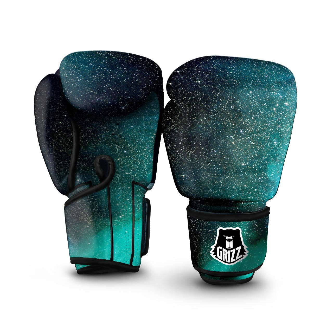 Galaxy Space Teal Stardust Print Boxing Gloves-grizzshop