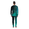 Galaxy Space Teal Stardust Print Men's Pajamas-grizzshop