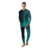 Galaxy Space Teal Stardust Print Men's Pajamas-grizzshop