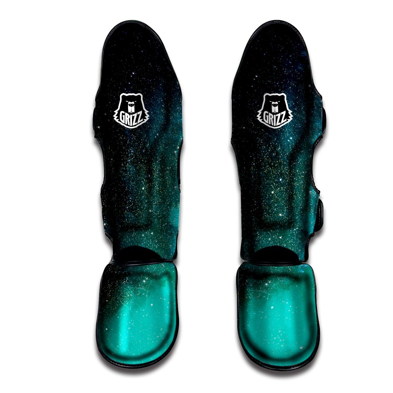 Galaxy Space Teal Stardust Print Muay Thai Shin Guards-grizzshop