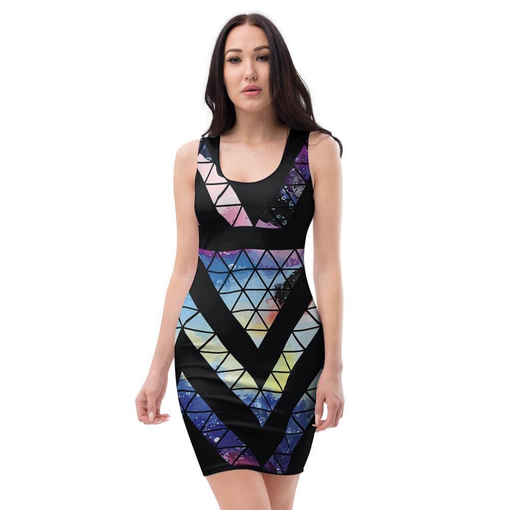 Galaxy Space Triangle Bodycon Dress-grizzshop