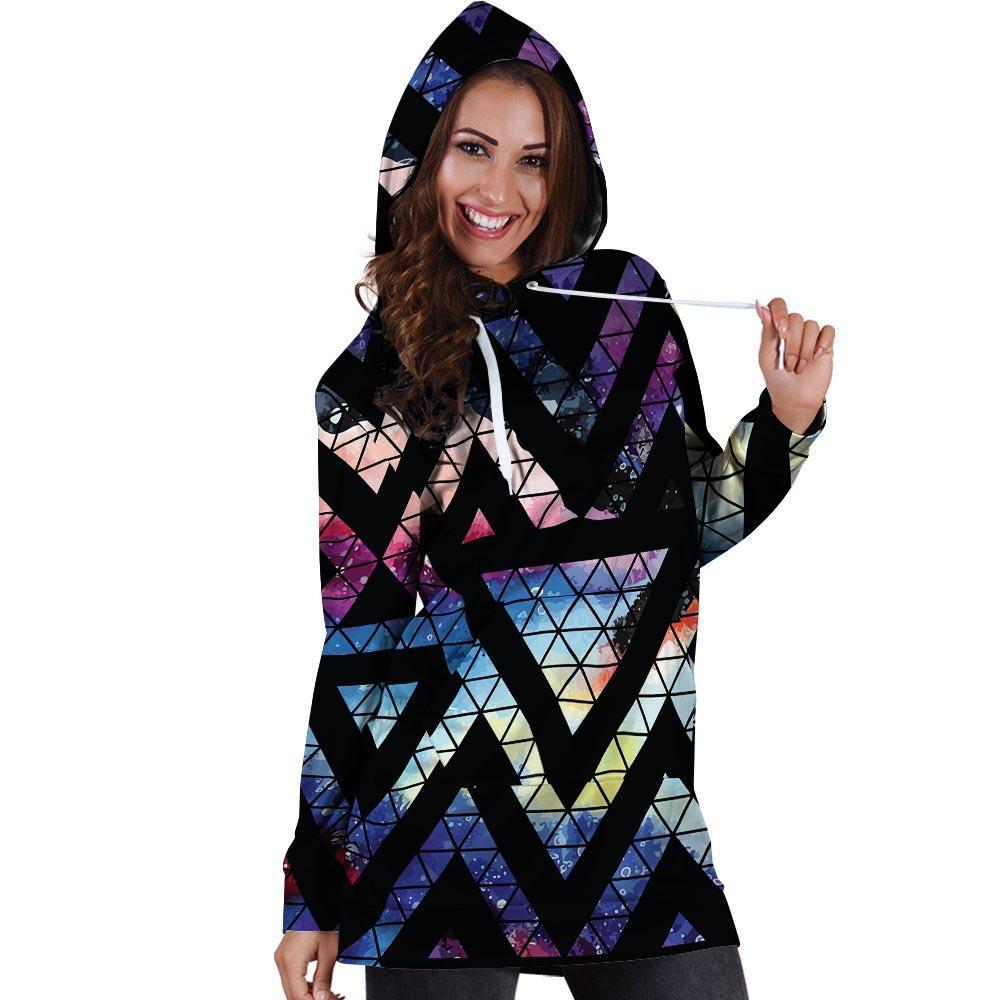 Galaxy Space Triangle Hoodie Dress-grizzshop