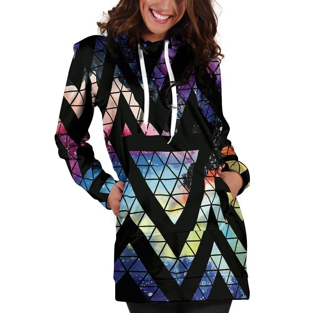 Galaxy Space Triangle Hoodie Dress-grizzshop