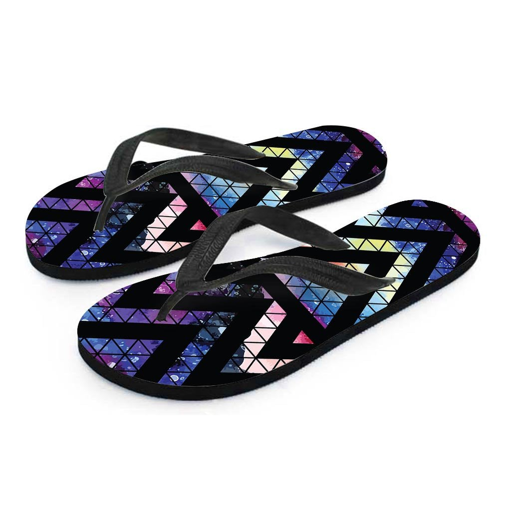 Galaxy Space Triangle Women's Flip Flops-grizzshop
