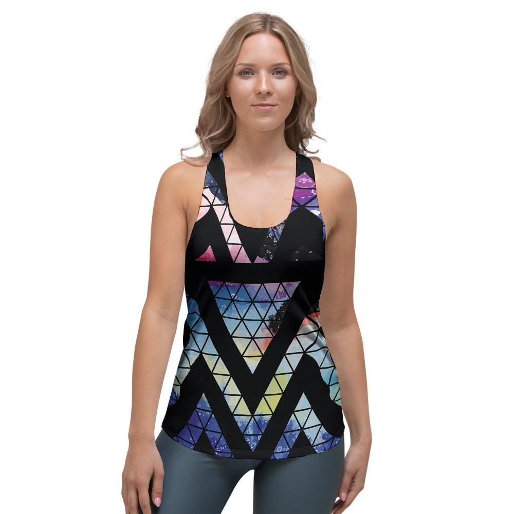 Galaxy Space Triangle Women's Racerback Tank Top-grizzshop