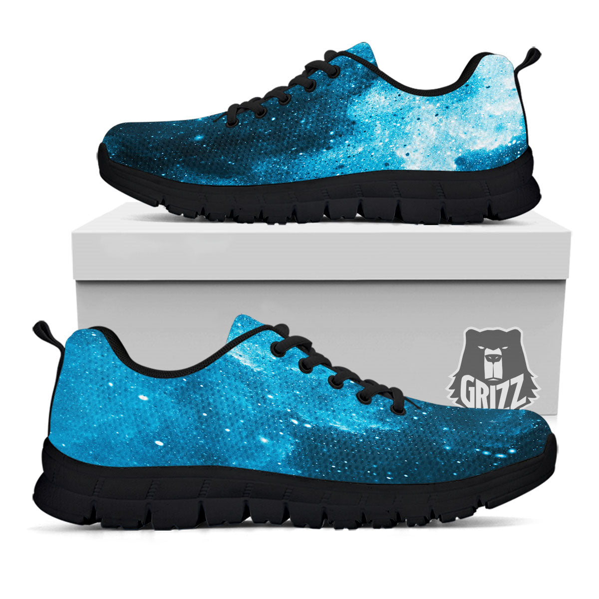 Galaxy Space White Cloud Print Black Sneaker-grizzshop