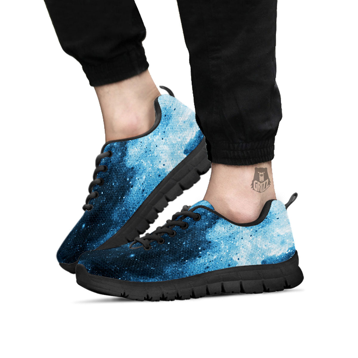 Galaxy Space White Cloud Print Black Sneaker-grizzshop