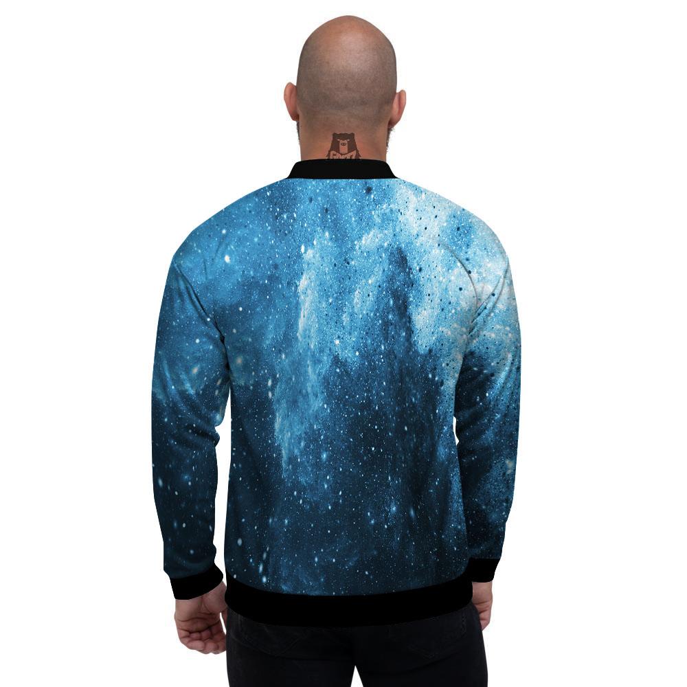 Galaxy Space White Cloud Print Men's Bomber Jacket-grizzshop