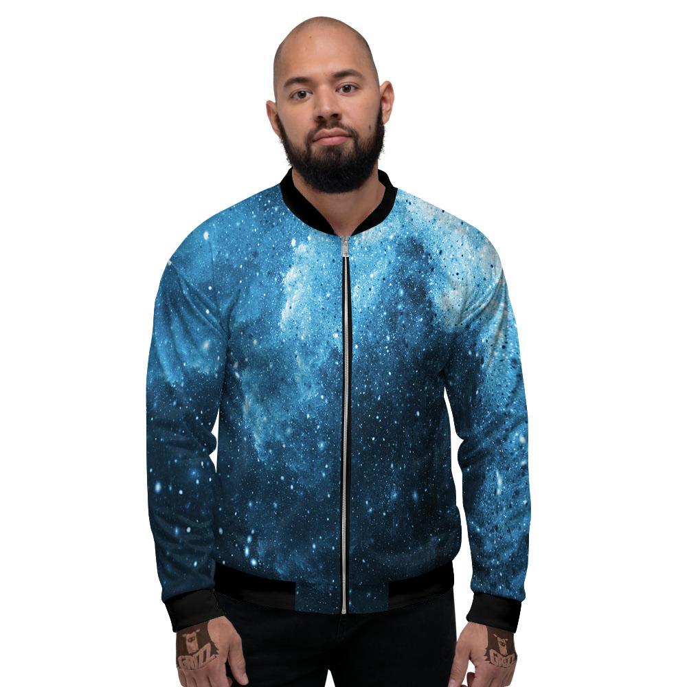 Galaxy Space White Cloud Print Men's Bomber Jacket-grizzshop