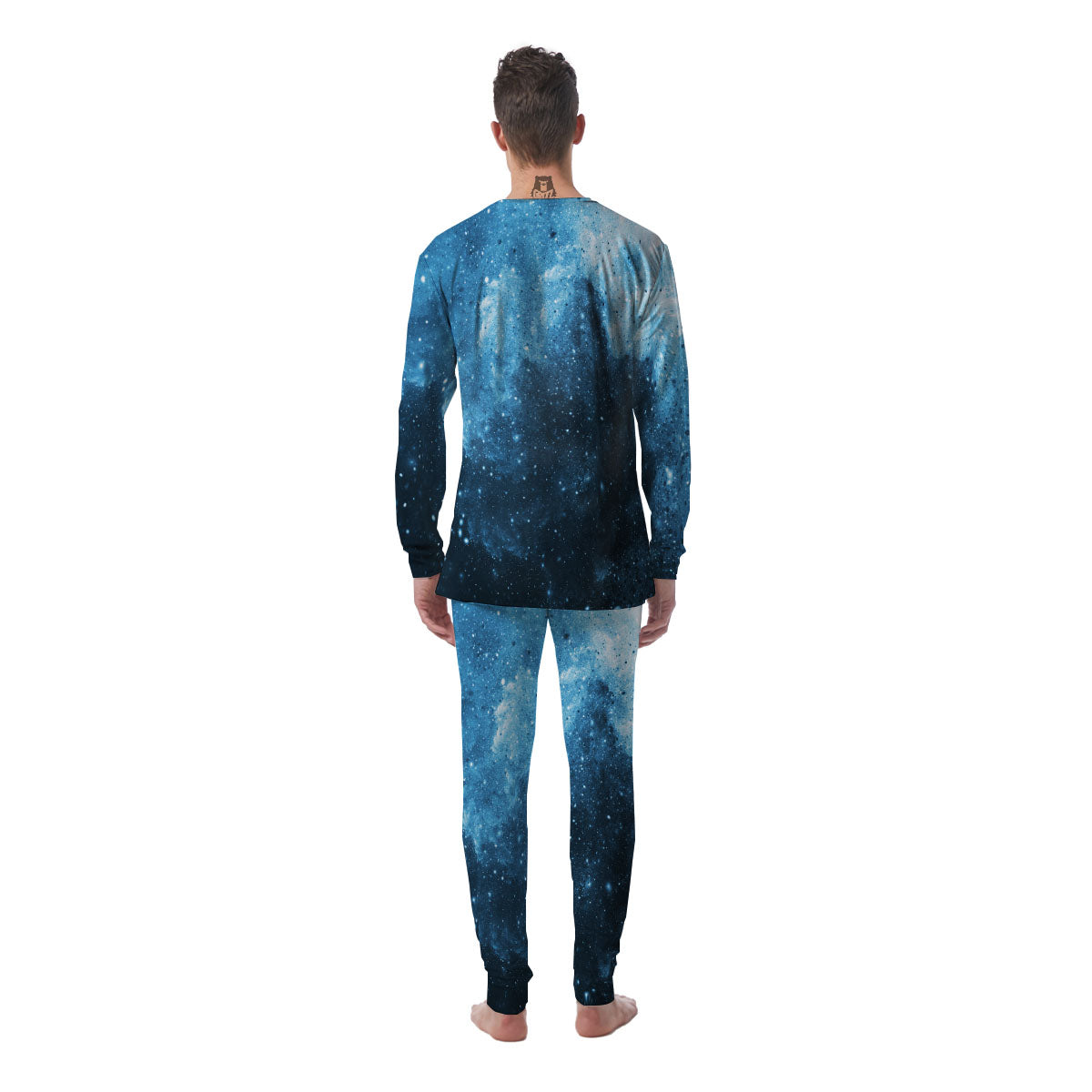 Galaxy Space White Cloud Print Men's Pajamas-grizzshop