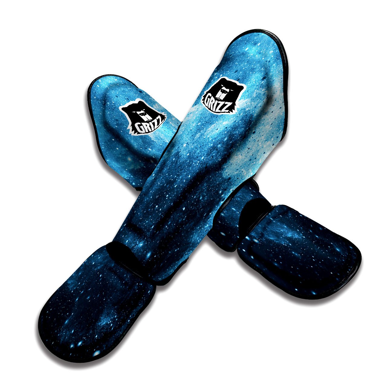 Galaxy Space White Cloud Print Muay Thai Shin Guards-grizzshop