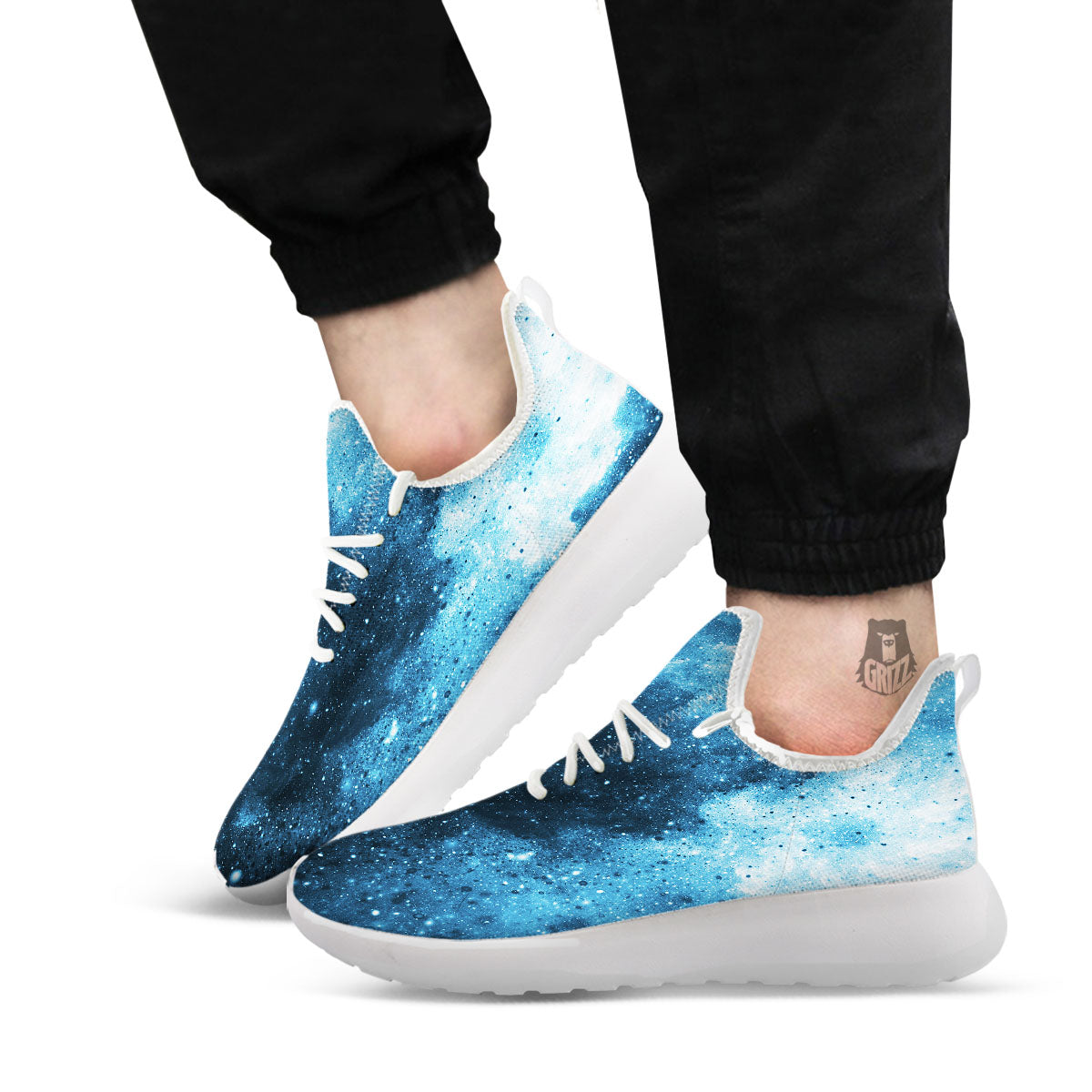 Galaxy Space White Cloud Print White Athletic Shoes-grizzshop